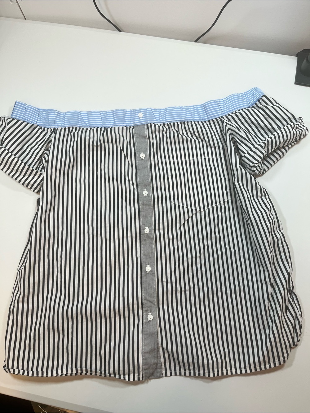 Bailey 44 Mixed Stripe Off Shoulder Button Front Top